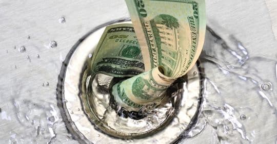 money down drain