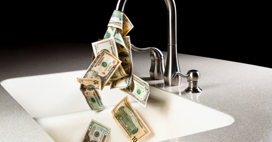 money coming out of faucet